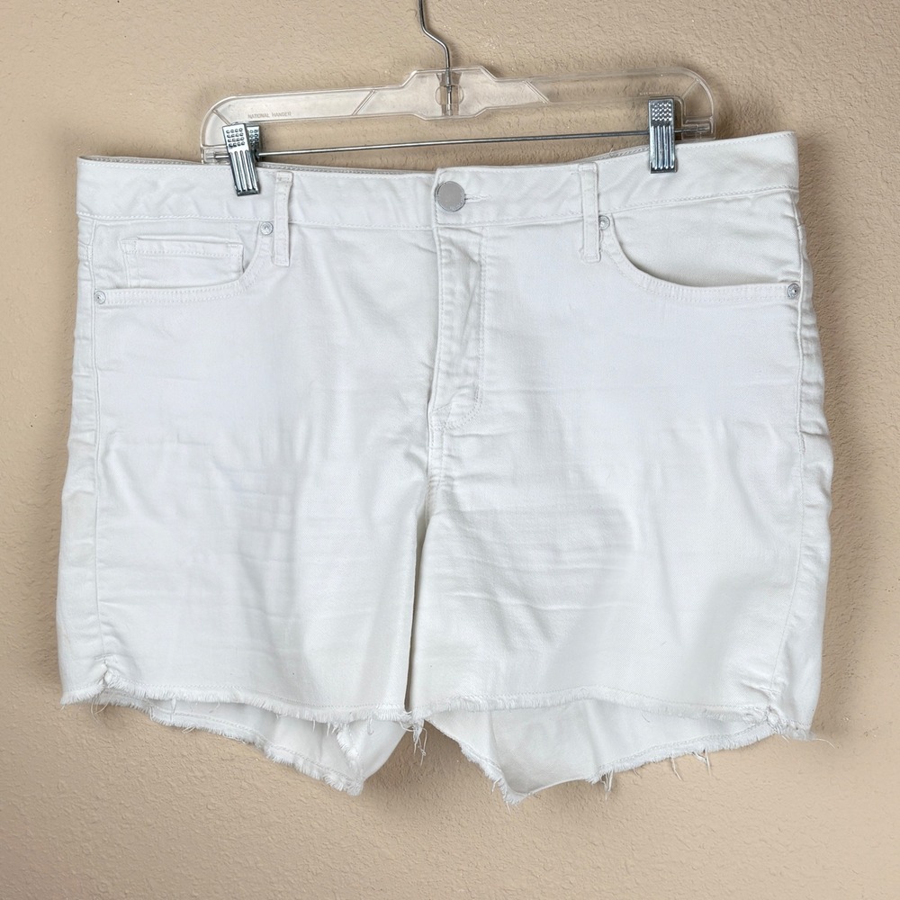 Seven7 Womens 16 Denim‎ Shorts White Raw Hem Frayed Stretch Cutoff Mid Rise